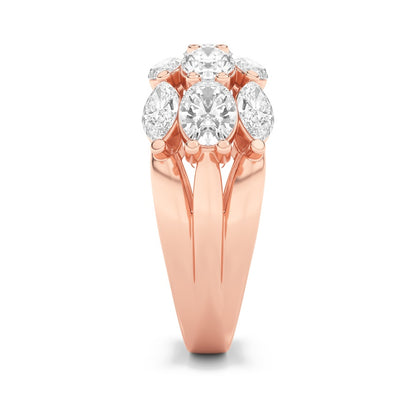 3CTW Oval Shaped Lab Grown Diamond (F/VS) Multi Stone Band Ring in 14K Gold
