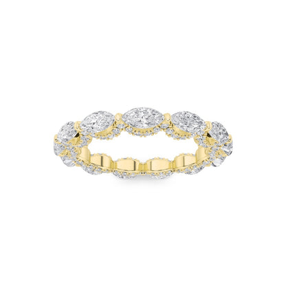2.5CTW Marquise Shaped Lab Grown Diamond (F/VS) Eternity Band Ring in 14K Gold