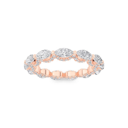 2.5CTW Marquise Shaped Lab Grown Diamond (F/VS) Eternity Band Ring in 14K Gold
