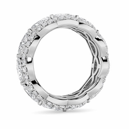 4CTW Marquise Shaped Lab Grown Diamond (F/VVS) Eternity Band Ring in 14K Gold