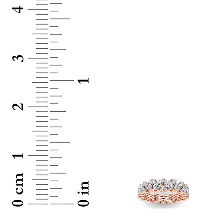 3CTW Marquise Shaped Lab Grown Diamond (F/VVS) Eternity Band Ring in 14K Gold
