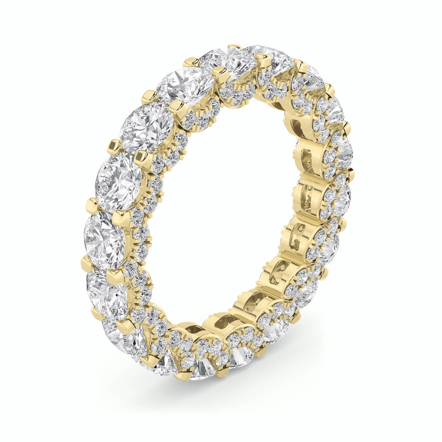 5CTW Round Shaped Lab Grown Diamond (F/VS) Eternity Band Ring in 14K Gold