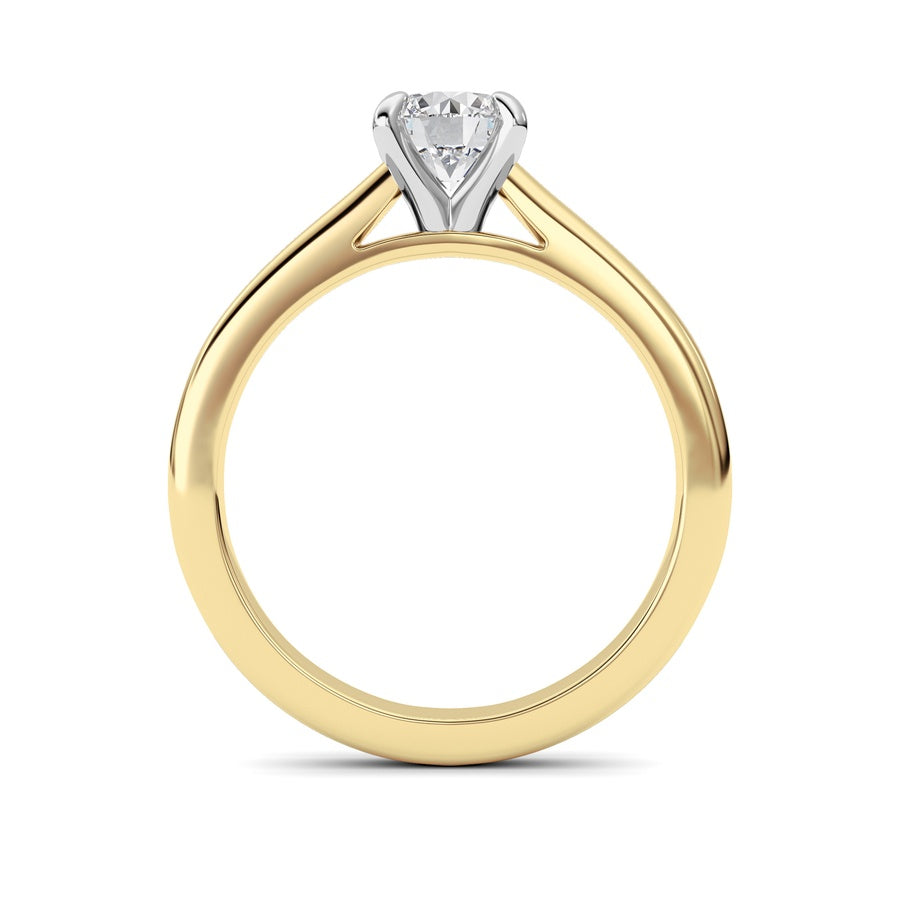 1CTW Round Shaped Lab Grown Diamond (E/VS) Classic Solitaire Engagement Ring in 14K Gold