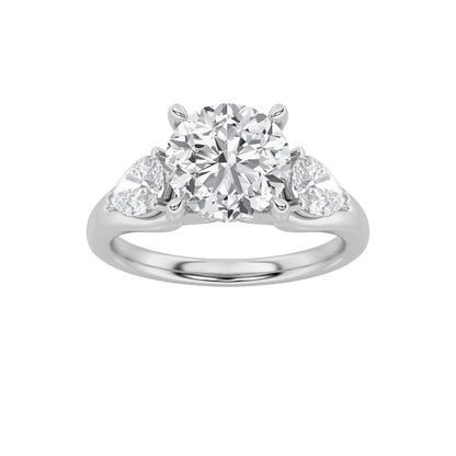 2CTW Round Shaped Lab Grown Diamond (F/VS) Accented Three Stone Ring in 14K Gold