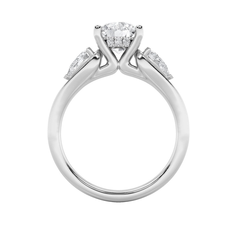 2CTW Round Shaped Lab Grown Diamond (F/VS) Accented Three Stone Ring in 14K Gold