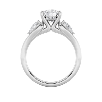 2CTW Round Shaped Lab Grown Diamond (F/VS) Accented Three Stone Ring in 14K Gold