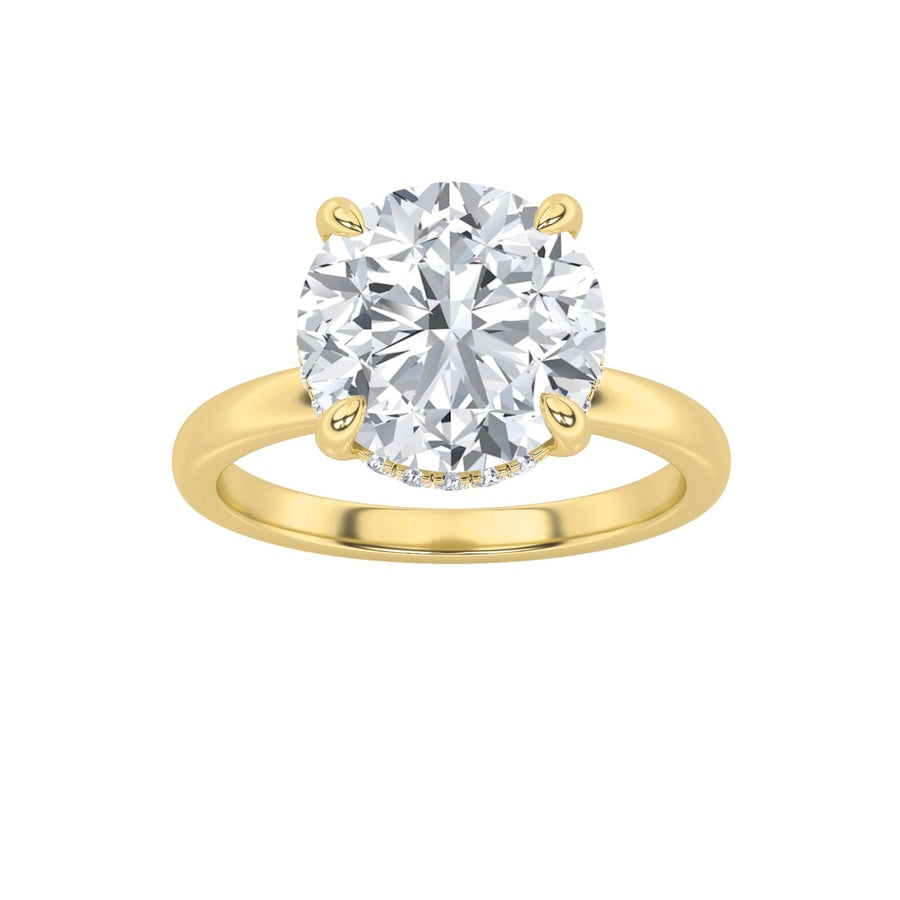 3.5CTW Round Shaped Lab Grown Diamond (F/VS) Classic Hidden Halo Solitaire Engagement Ring in 14K Gold