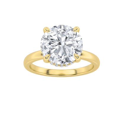 3.5CTW Round Shaped Lab Grown Diamond (F/VS) Classic Hidden Halo Solitaire Engagement Ring in 14K Gold