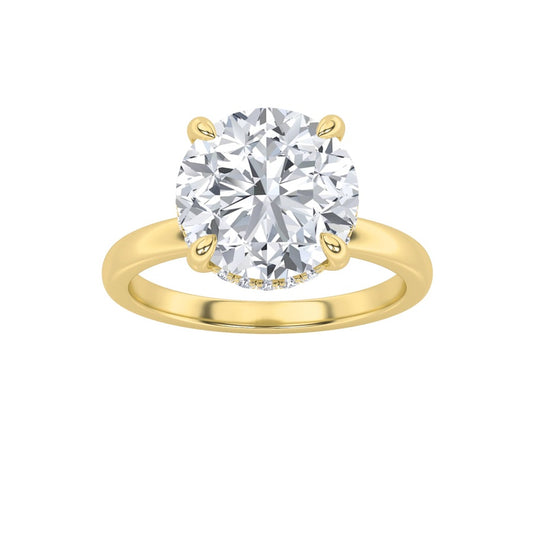 3.5CTW Round Shaped Lab Grown Diamond (F/VS) Classic Hidden Halo Solitaire Engagement Ring in 14K Gold