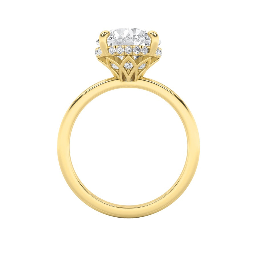 3.5CTW Round Shaped Lab Grown Diamond (F/VS) Classic Hidden Halo Solitaire Engagement Ring in 14K Gold