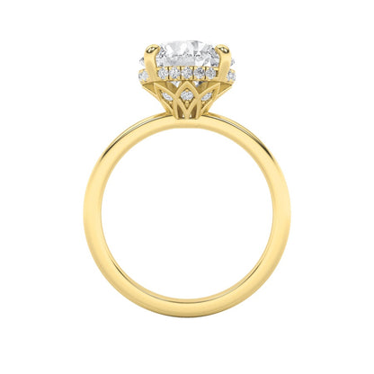 3.5CTW Round Shaped Lab Grown Diamond (F/VS) Classic Hidden Halo Solitaire Engagement Ring in 14K Gold