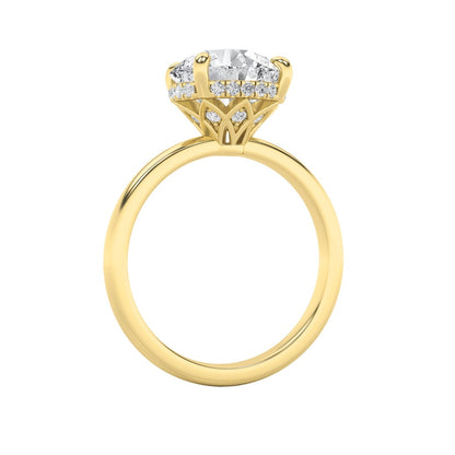 3.5CTW Round Shaped Lab Grown Diamond (F/VS) Classic Hidden Halo Solitaire Engagement Ring in 14K Gold