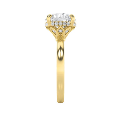 3.5CTW Round Shaped Lab Grown Diamond (F/VS) Classic Hidden Halo Solitaire Engagement Ring in 14K Gold