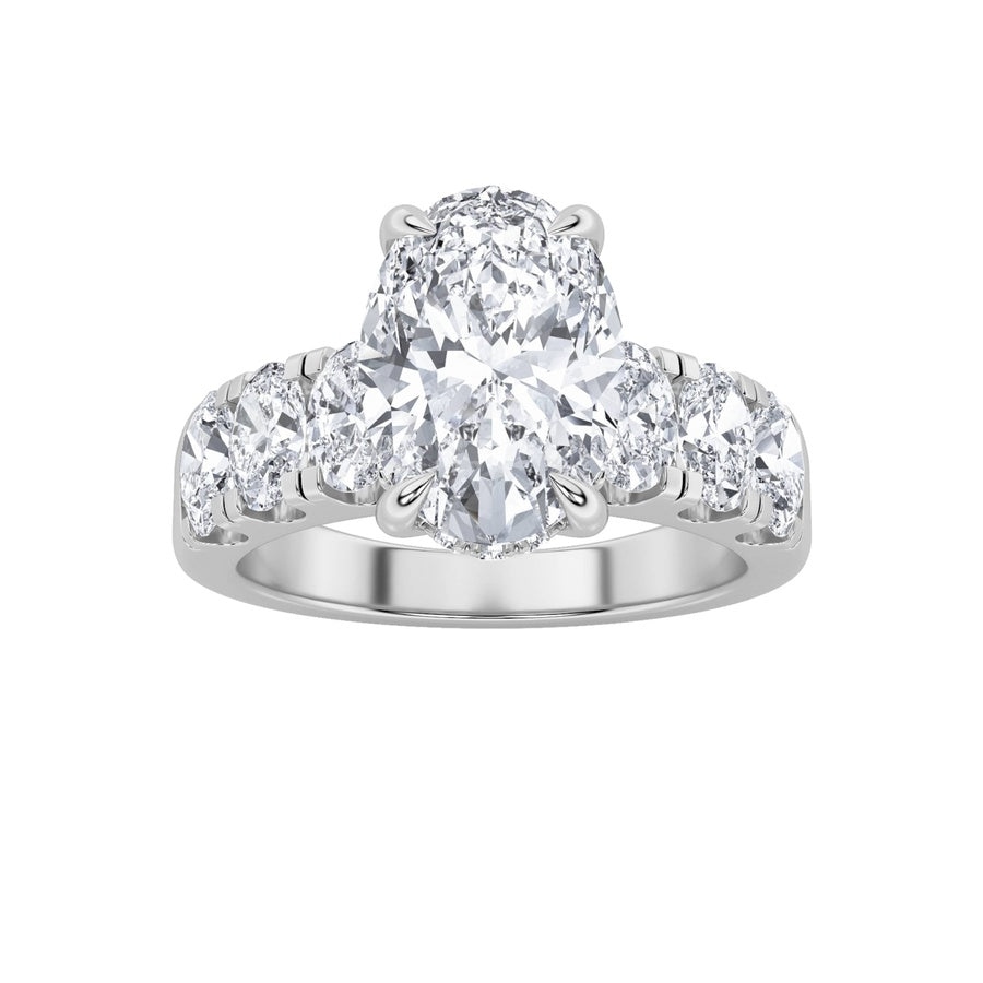 4CTW Oval Shaped Lab Grown Diamond (F/VS) Bold Accented Engagement  Ring in 14K Gold
