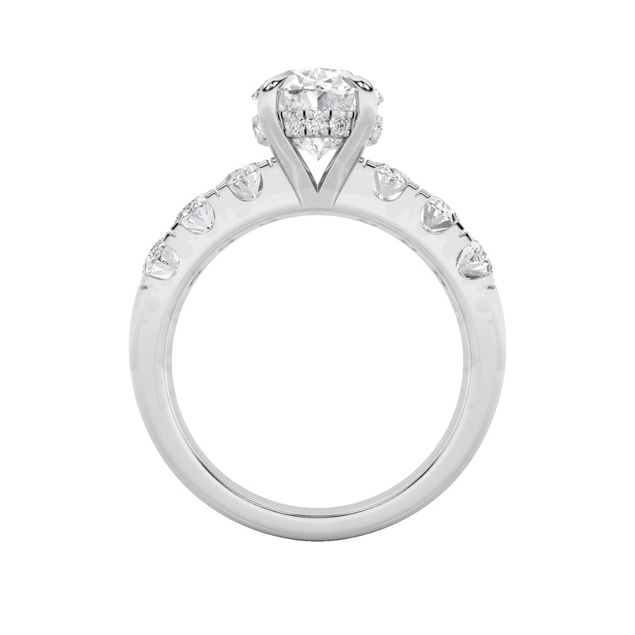 4CTW Oval Shaped Lab Grown Diamond (F/VS) Bold Accented Engagement  Ring in 14K Gold