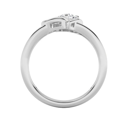 0.5CTW Round Shaped Lab Grown Diamond (F/VS) Heart Shaped Ring in 14K Gold