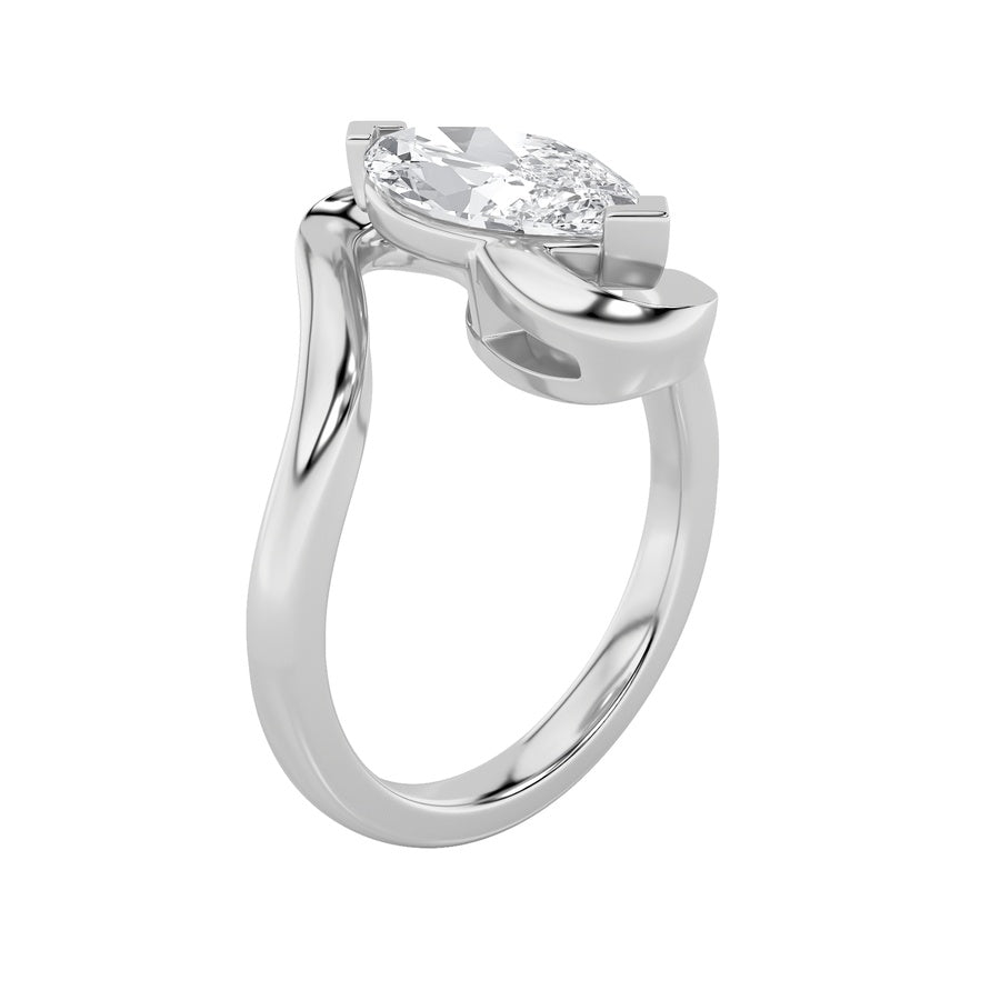 2CTW Marquise Shaped Lab Grown Diamond (F/VS) Swirl Engagement Ring in 14K Gold