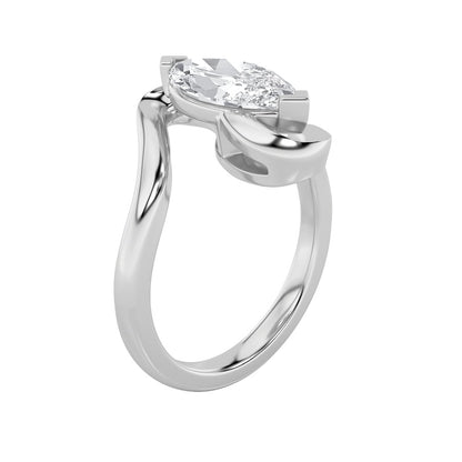 2CTW Marquise Shaped Lab Grown Diamond (F/VS) Swirl Engagement Ring in 14K Gold