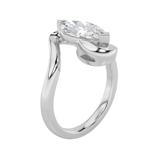 2CTW Marquise Shaped Lab Grown Diamond (F/VS) Swirl Engagement Ring in 14K Gold
