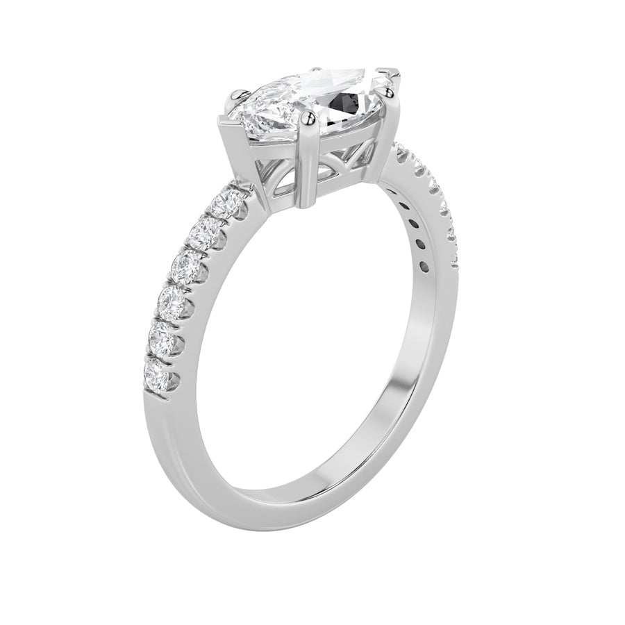 1.5CTW Marquise Shaped Lab Grown Diamond (F/VS) East West Accented Ring in 14K Gold