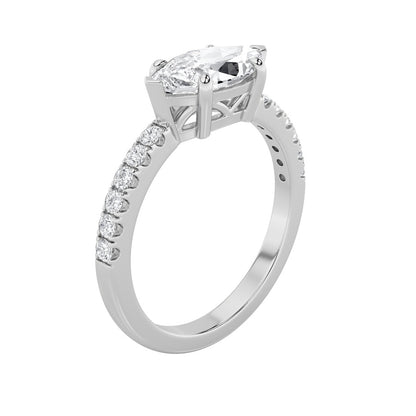 1.5CTW Marquise Shaped Lab Grown Diamond (F/VS) East West Accented Ring in 14K Gold
