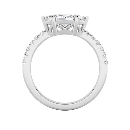 1.5CTW Marquise Shaped Lab Grown Diamond (F/VS) East West Accented Ring in 14K Gold