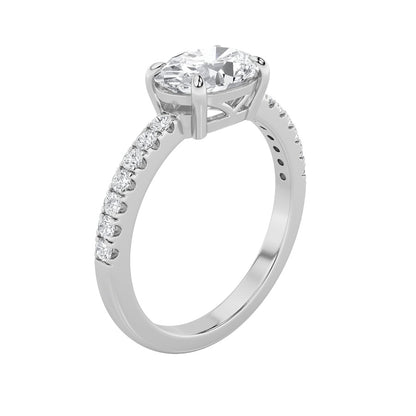 1.5CTW Oval Shaped Lab Grown Diamond (F/VS) East West Accented Ring in 14K Gold