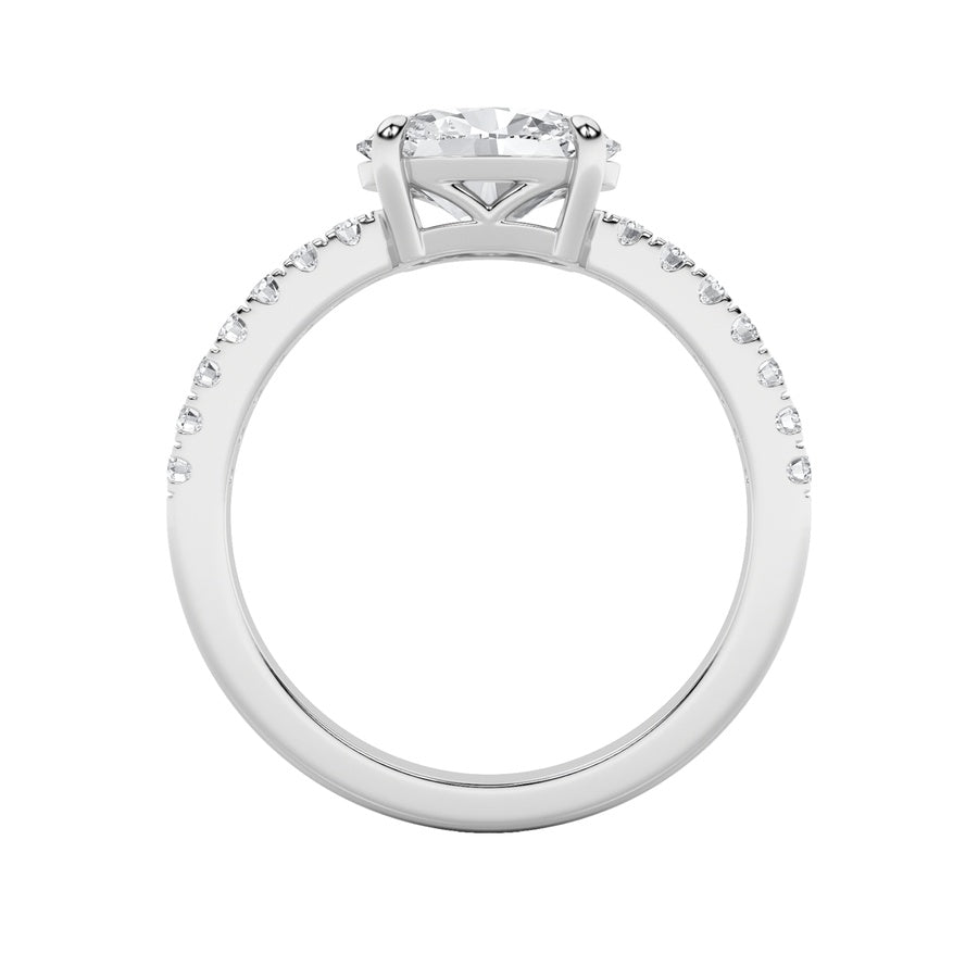 1.5CTW Oval Shaped Lab Grown Diamond (F/VS) East West Accented Ring in 14K Gold
