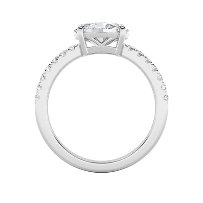 1.5CTW Oval Shaped Lab Grown Diamond (F/VS) East West Accented Ring in 14K Gold