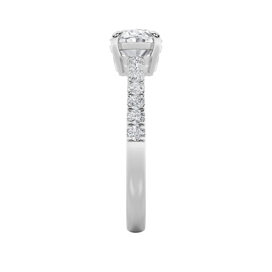 1.5CTW Oval Shaped Lab Grown Diamond (F/VS) East West Accented Ring in 14K Gold