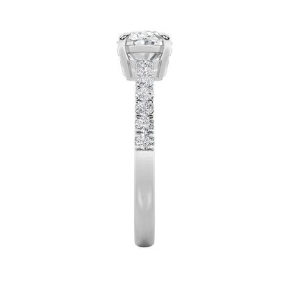1.5CTW Oval Shaped Lab Grown Diamond (F/VS) East West Accented Ring in 14K Gold