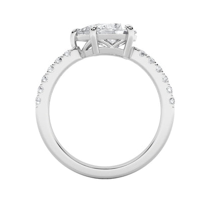 1.5CTW Pear Shaped Lab Grown Diamond (F/VS) East West Accented Ring in 14K Gold