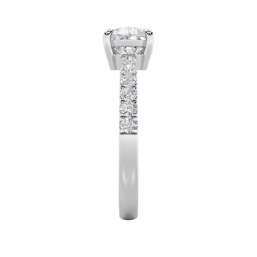 1.5CTW Pear Shaped Lab Grown Diamond (F/VS) East West Accented Ring in 14K Gold
