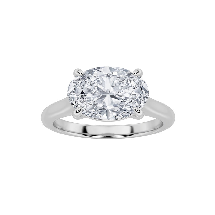 2CTW Oval Shaped Lab Grown Diamond (F/VS) East West Accented Ring in 14K Gold