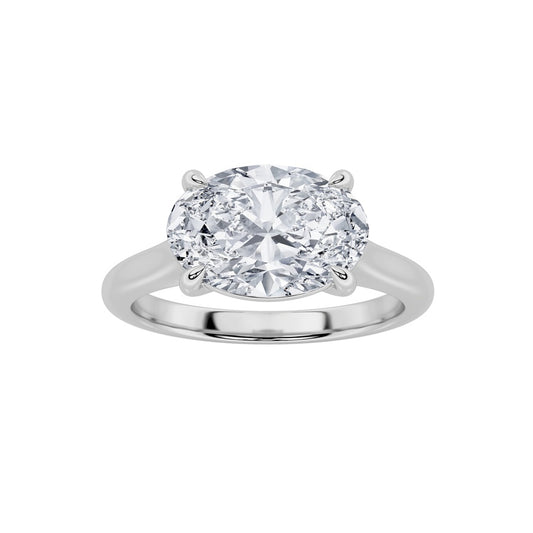 2CTW Oval Shaped Lab Grown Diamond (F/VS) East West Accented Ring in 14K Gold