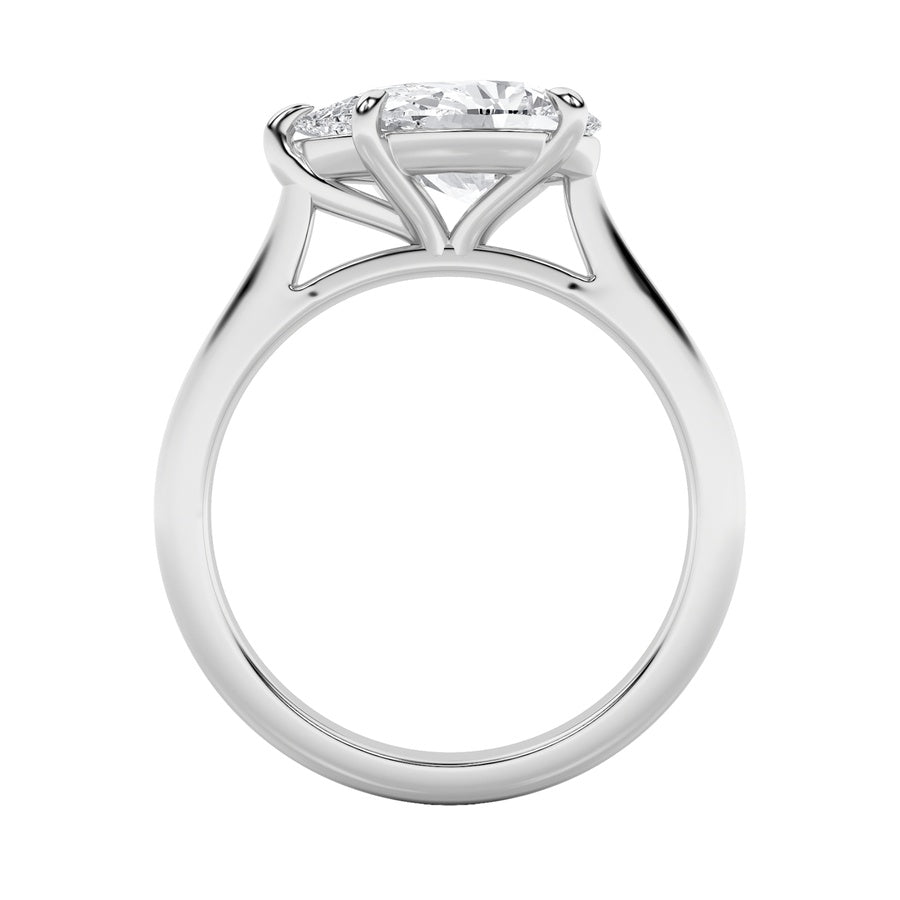 2CTW Pear Shaped Lab Grown Diamond (F/VS) East West Accented Ring in 14K Gold