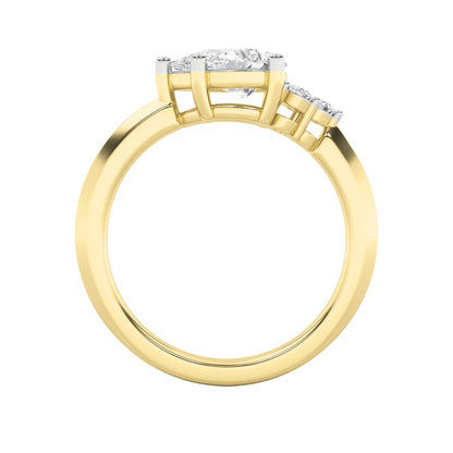 1CTW Pear Shaped Lab Grown Diamond (F/VS) East West Fashion Ring in 14K Gold