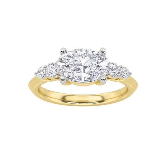 1.5CTW Oval Shaped Lab Grown Diamond (F/VS) East West Five Stone Ring in 14K Gold