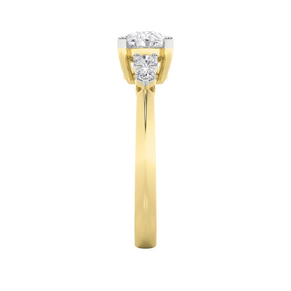 1.5CTW Oval Shaped Lab Grown Diamond (F/VS) East West Five Stone Ring in 14K Gold