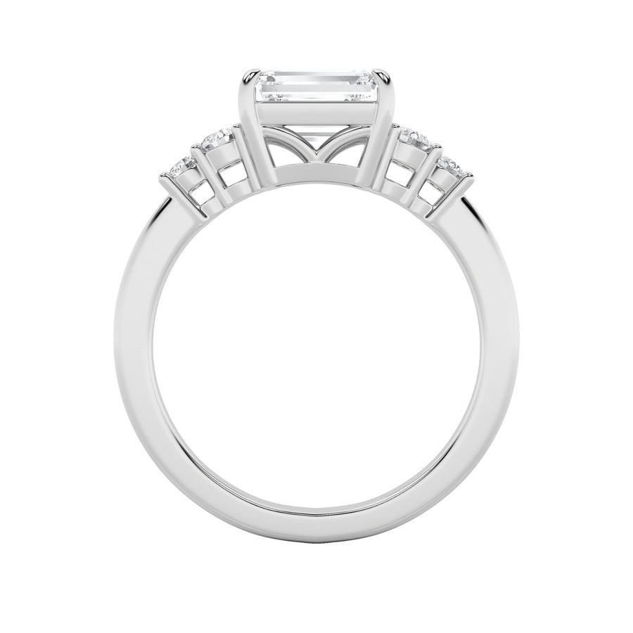 1.5CTW Emerald Shaped Lab Grown Diamond (F/VS) East West Accented Three Stone Ring in 14K Gold