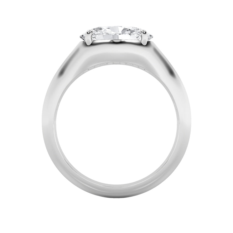 2CTW Oval Shaped Lab Grown Diamond (F/VS) East West Solitaire Ring in 14K Gold
