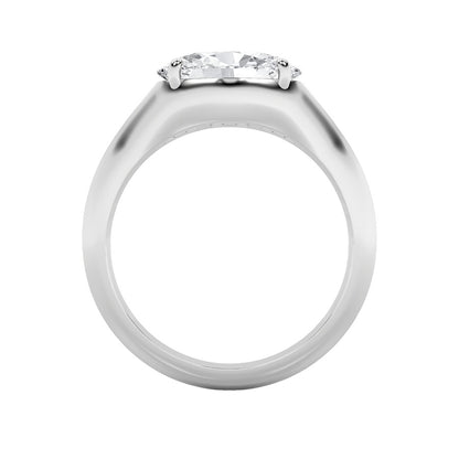 2CTW Oval Shaped Lab Grown Diamond (F/VS) East West Solitaire Ring in 14K Gold