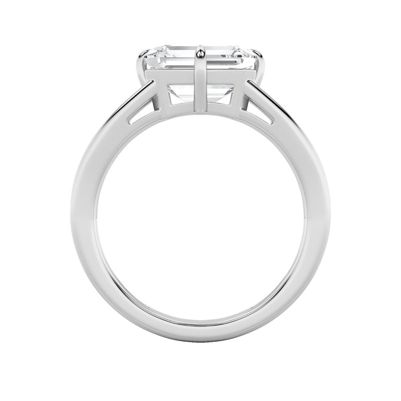 2.5CTW Emerald Shaped Lab Grown Diamond (F/VS) East West Solitaire Ring in 14K Gold