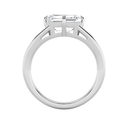 2.5CTW Emerald Shaped Lab Grown Diamond (F/VS) East West Solitaire Ring in 14K Gold