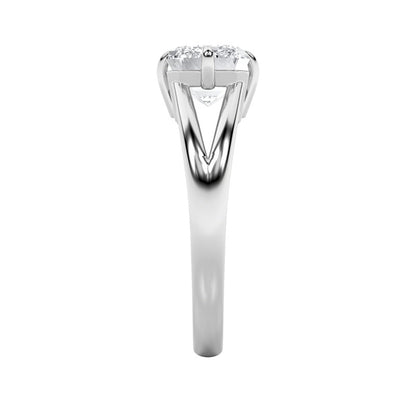 2.5CTW Emerald Shaped Lab Grown Diamond (F/VS) East West Solitaire Ring in 14K Gold