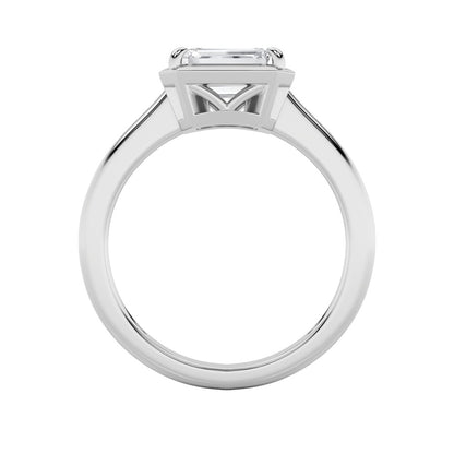 1.5CTW Emerald Shaped Lab Grown Diamond (F/VS) East West Solitaire Ring in 14K Gold