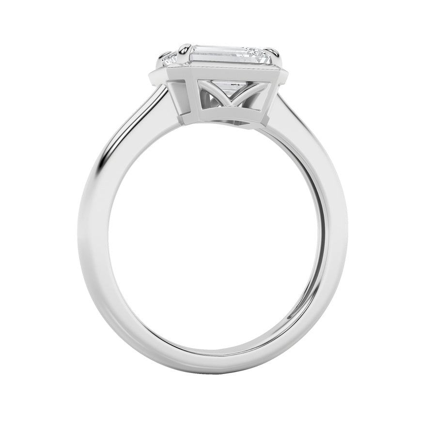 1.5CTW Emerald Shaped Lab Grown Diamond (F/VS) East West Solitaire Ring in 14K Gold