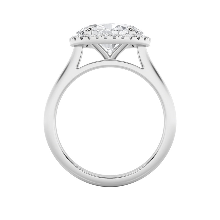 2CTW Oval Shaped Lab Grown Diamond (F/VS) East West Accented Solitaire Ring in 14K Gold