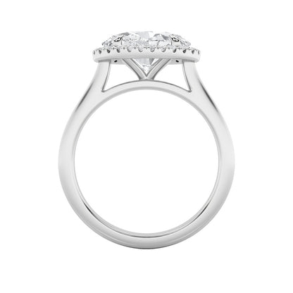 2CTW Oval Shaped Lab Grown Diamond (F/VS) East West Accented Solitaire Ring in 14K Gold