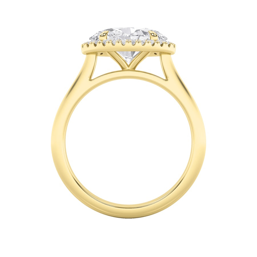 2CTW Oval Shaped Lab Grown Diamond (F/VS) East West Accented Solitaire Ring in 14K Gold